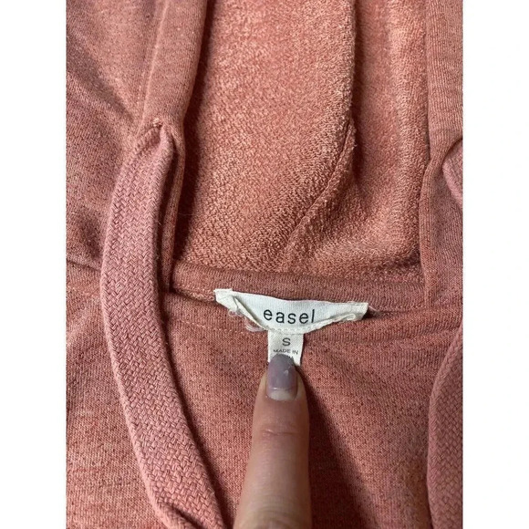 Easel Anthropologie Faded Coral Sweatshirt with Sleeve Trim Color lock Women’s S - Picture 4 of 9